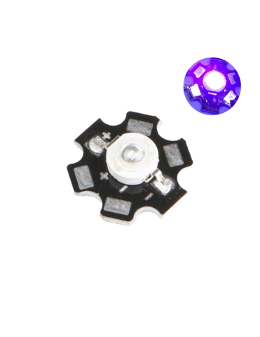 Componente Arduino - LED de mare putere 5W cu lumina violet, 395–400 nm, suport aluminiu