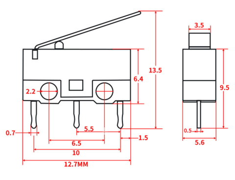 Limitator intrerupator capat cursa imprimanta 3D, microswitch cu lamela (2 buc) [4]