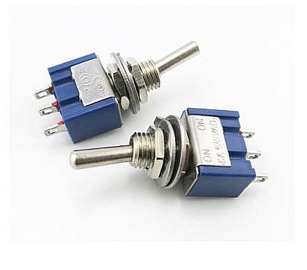 Componente Arduino - Mini intrerupator cu piulita pentru fixare 3P (ON / ON) MTS-102 (2 buc)