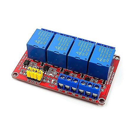 Module atasabile Arduino - Modul 4 Relee 5V, 10A, liniar cu optocuplor, rosu