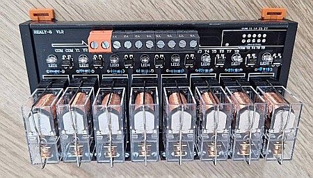 Modul 8 relee, 1 inchis 1 deschis, DC 12V, sina DIN [1]