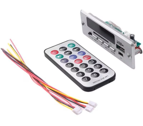 Module atasabile Arduino - Modul decoder audio MP3 Bluetooth 5V cu amplificator 2x3W, USB, SD, AUX, FM, telecomanda