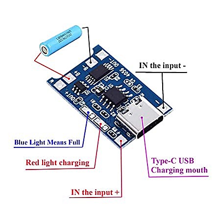 Acumulatori si Module BMS - Modul incarcare protectie acumulatori Litiu TP4056 1A USB Tip C