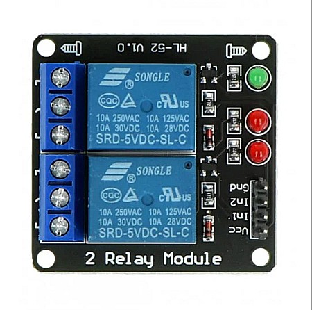 Relee - Modul releu 2 canale, 5V, DC 30V/10A, AC 250V/10A