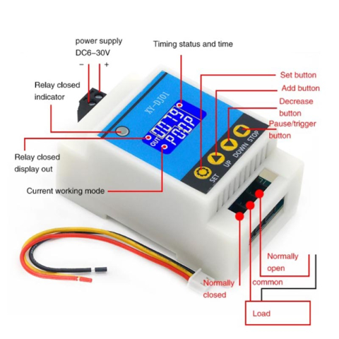 Modul releu temporizat cu afisaj digital, 1 canal, XY-DJ01 [4]