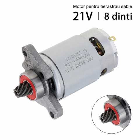 Motor DC RS550 21V, pinion conic 8 dinti, pentru fierastrau electric [2]