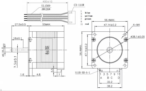 Motor pas cu pas NEMA 23 23HS5628, 2.8A, ax 8mm, 1.26Nm [6]