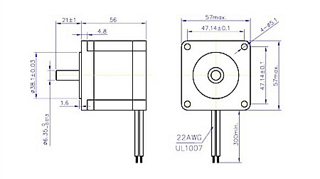 Motor pas cu pas NEMA 23, 57STH56-2804A, 2.8A [3]