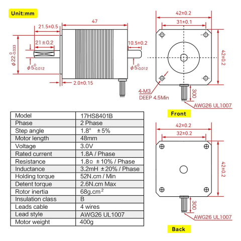 Motor pas cu pas Stepper NEMA 17 tip 17HS8401B [6]