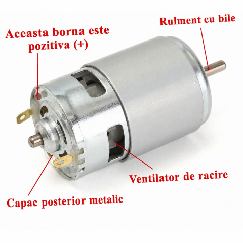 Motor universal DC 775 12-24V, 15600 RPM, ax rotund 5mm, cuplu mare [5]