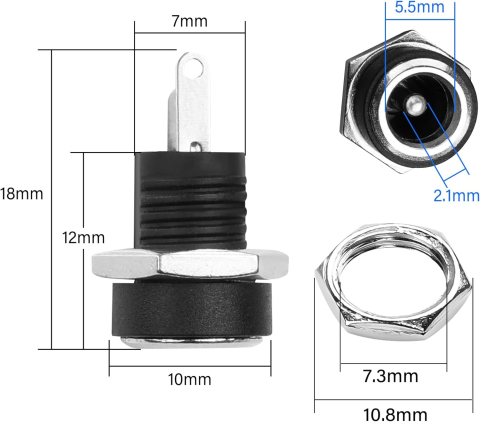 Mufa alimentare mama DC 5.5x2.1mm, 2 pini, montaj panou [1]