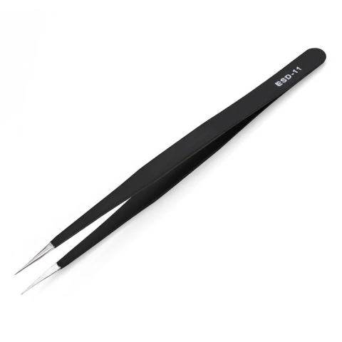 Scule manuale si electrice - Penseta antistatica ESD-11, varf subtire, otel inoxidabil, pentru componente electronice de precizie