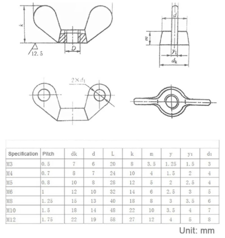 Piulita fluture M4 din otel, pentru strangere manuala [3]
