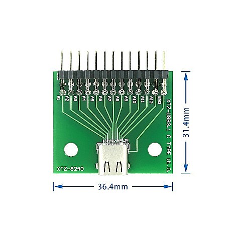 Module atasabile Arduino - Placa de testare Plug-in PCB cu doua fete, USB tip C, USB 3.1, 24 pini