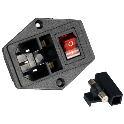 Conectori, mufe si blocuri terminale - Priza retea IEC C14, 3 pini, 10A, 250V, cu siguranta si intrerupator