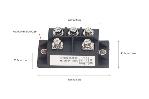 Punte redresoare trifazata MDS150A 1600V, modul diode 150A, tip standard SanRex [2]