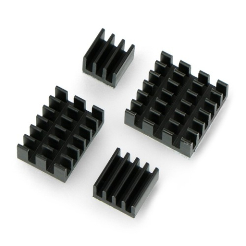 Piese electrice si electronice - Set 4 radiatoare aluminiu Raspberry Pi 4B, negre, cu adeziv