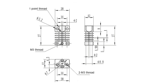 Radiator hotend, Creality CR-10, 27x20x12mm, aluminiu, filament 1.75mm [3]