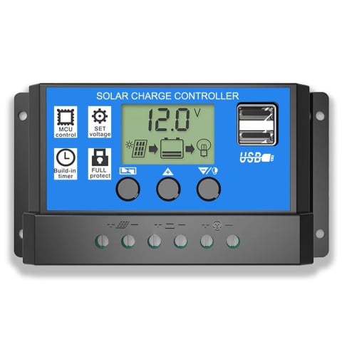 Panouri solare - Regulator incarcare solara PWM 60A pentru panouri fotovoltaice, 12V/24V, LCD, USB 5V/3A