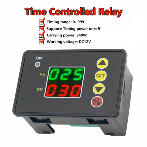 Releu temporizator cu intarziere T2310, digital dublu, 240W, DC 12V [6]