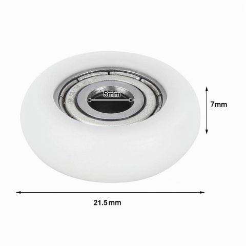 Rola de ghidare semirotunda 5x21.5x7mm, nylon, 625ZZ, alba​​​​​​​ [4]