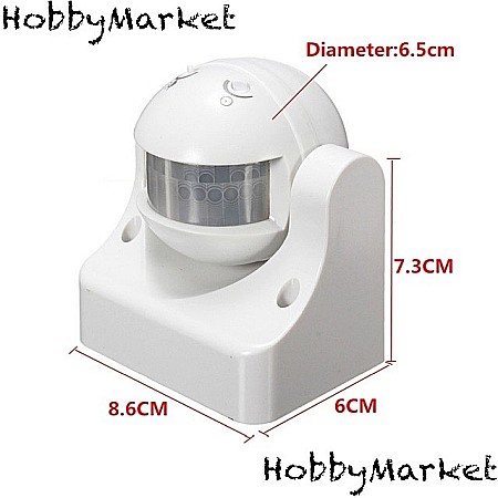 Senzor Miscare PIR 220V AC Negru, 180°, IP44 [1]