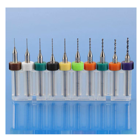 Set 10 micro burghie PCB din otel tungsten 0.2-1.2mm, pentru CNC, gravura, placi de circuit si curatare orificii fine