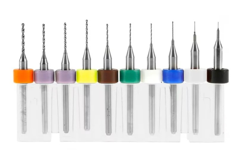 Scule - Set 10 micro burghie PCB din otel tungsten 0.1-1.0 mm, pentru CNC, gravura, placi de circuit si curatare orificii fine