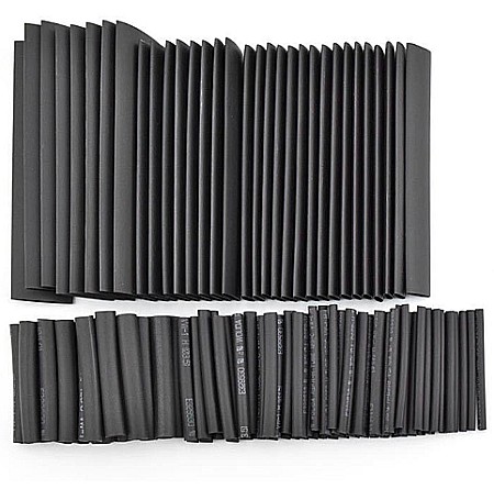 Cabluri si conectori - Set 127 bucati tub termocontractabil negru, 6.4m
