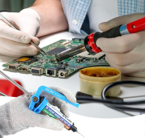 Set dispenser pentru flux/pasta lipit cu seringa, albastru, inox si plastic tehnic [2]