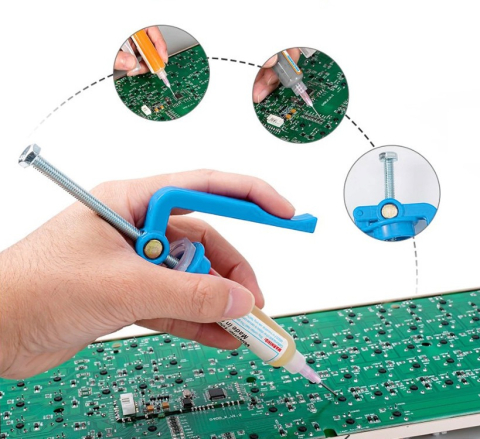 Set dispenser pentru flux/pasta lipit cu seringa, albastru, inox si plastic tehnic [3]