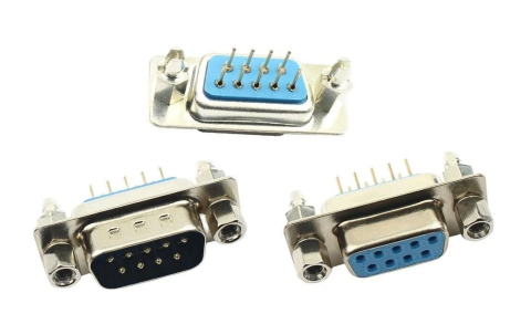 Cabluri si conectori - Set conectori D-SUB DB9 RS232 mama + tata, 9 pini, 90°, pentru PCB
