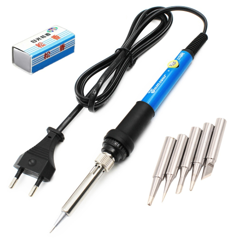 Lipit si accesorii lipit - Set letcon 60W, 220V, temperatura reglabila, 5 varfuri de schimb si sacaz