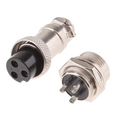 Conectori, mufe si blocuri terminale - Set mufa mama-tata 3 Pini 16mm GX16-3