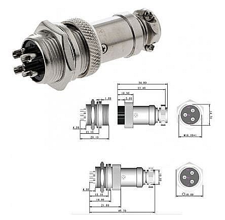 Cabluri si conectori - Set mufa mama-tata 4-Pini 16mm GX16-4