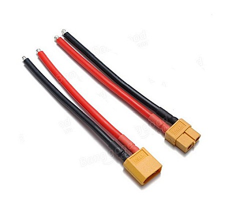 Cabluri si conectori - Set mufa XT60 mama tata cu cablu siliconic 14AWG 10cm