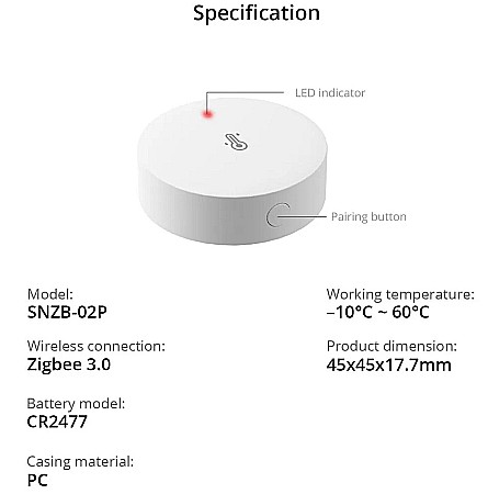 Sonoff SNZB-02P ZigBee - Senzor De Umiditate Si Temperatura [2]