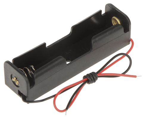 Suport acumulator 18650, 1 slot, cu fire, ABS