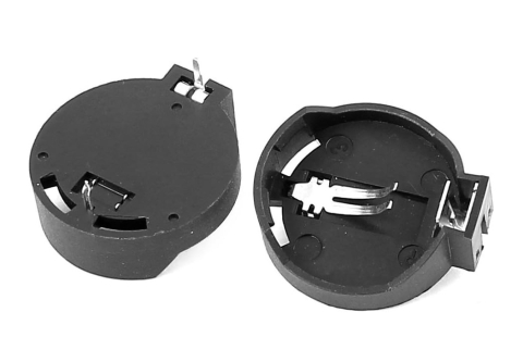 Suporturi si carcase pentru baterii si acumulatori - Suport baterie CR2025/CR2032 cu pini pentru montaj PCB, negru