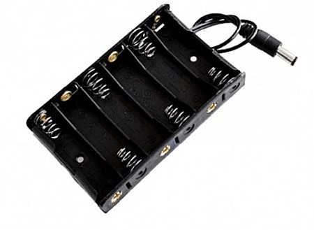 Surse de alimentare - Suport negru carcasa baterii 6xAA cu mufa jack