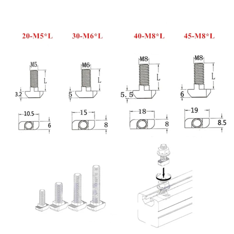 Suruburi tip T M5x20mm, profil seria 20, inox 304 (set 10 buc.) [5]