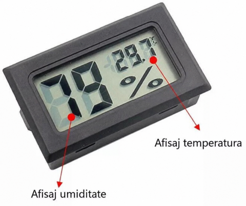 Termometru si higrometru digital cu ecran LCD, negru [1]