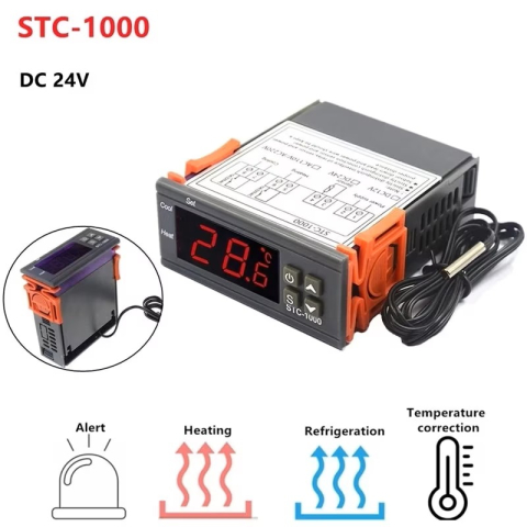 Termostat digital STC-1000 24V, control temperatura incalzire si racire, sonda NTC 10K 1m [6]
