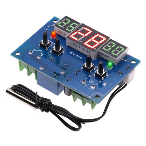 Termostat digital W1401 12V DC cu 3 afisaje si sonda temperatura