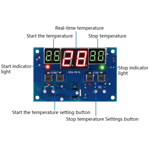 Termostat digital W1401 12V DC cu 3 afisaje si sonda temperatura [4]