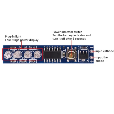 Tester Acumulator, indicator nivel baterie, Litiu 4S – Indicator LED 12V-16.8V, consum redus [1]