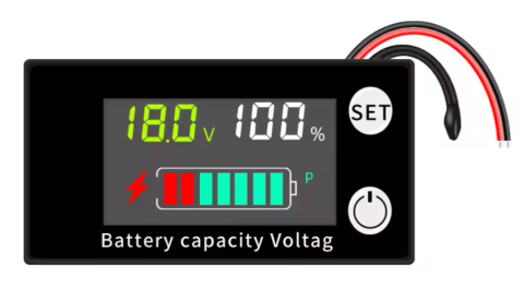 Tester LCD tensiune si nivel baterie 8-100 V, color, alarma si temperatura