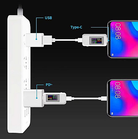 Tester USB C, cu afisaj color, KWS-1902C, tensiune, putere, amperaj [2]
