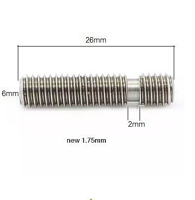 Tija filetata inox V5 pentru hotend, fara tub teflon, M6x26, tip nou, imprimanta 3D