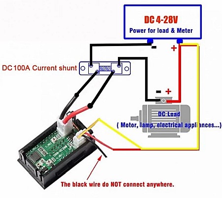 Voltmetru si ampermetru digital 0-100V DC, 50A, shunt, display LED [3]